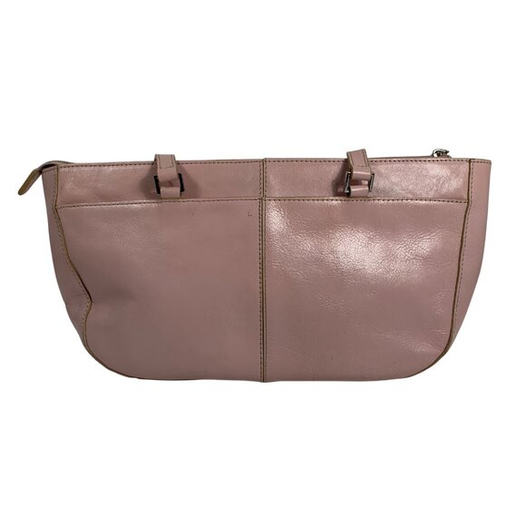 Etienne Aigner Ballet Pink Leather Shoulder Bag Zip Closure Dividers Pockets - Picture 5 of 16